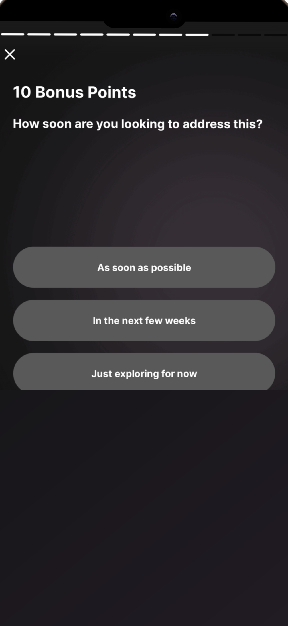 A patient lead qualification survey inside Looped